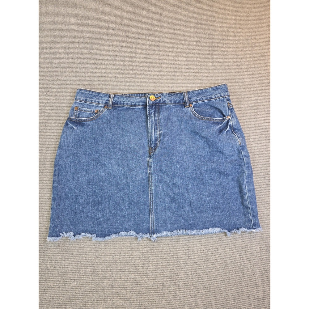 Forever 21+ Womens Denim Jean Skirt Raw Hem Denim Blue Plus Size 16
